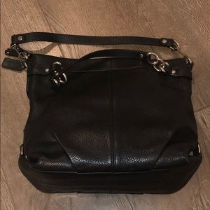 Black Leather Coach double strapped bag
